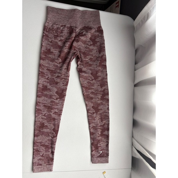 Gymshark Burgundy Camo Seamless High Waisted Workout Leggings Womens Size S - Picture 3 of 5